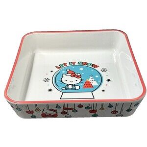 Hello Kitty Christmas Square White Stoneware Baking Dish By Sanrio Let in Snow